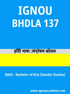BHDLA 137  Solved Assignment